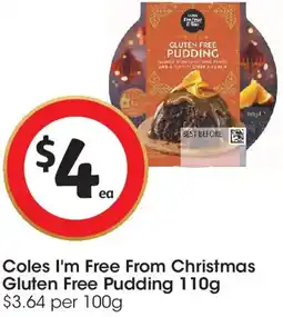 Coles C Coles I'm Free From Christmas Gluten Free Pudding offer