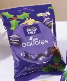 Coles Cadbury Dairy Milk Chocolate Christmas Baubles Bag offer