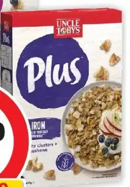 Coles Uncle Tobys Plus Iron Breakfast Cereal offer
