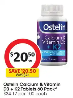Coles Ostelin Cal-dk2 Calcium + Vitamin D Tablets D3 For Bones offer