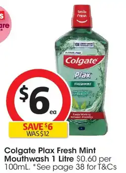 Coles Colgate Plax Fresh Mint Mouth Wash offer