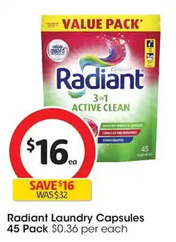 Coles Radiant Laundry Capsules Active Clean offer