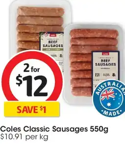 Coles Coles The Original Beef Sausages offer