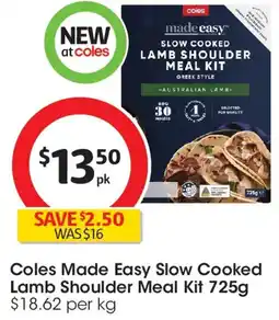 Coles Coles Made Easy Greek Lamb Kit (with Thick Tortillas) offer