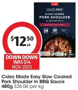 Coles Coles Made Easy Slow Cooked Pork Shoulder offer