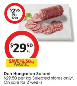 Coles Don White Hungarian Salami offer
