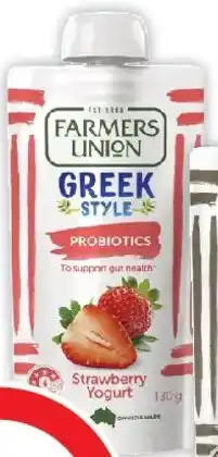 Coles Farmers Union Greek Style Strawberry Yoghurt Pouch offer