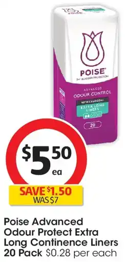 Coles Poise Advanced Odour Protect Extra Long Continence Liners offer
