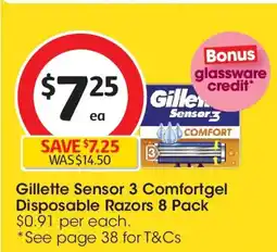 Coles Gillette Sensor 3 Comfort Disposable Razors offer