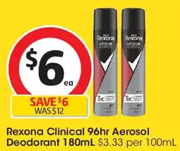 Coles Rexona Men Deodorant 96hr Clinical Aerosol Sport offer