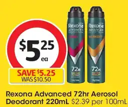 Coles Rexona Men Deodorant 72hr Advanced Aerosol Sport offer
