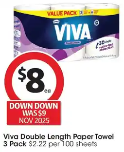 Coles Viva Paper Towel Double Length White offer