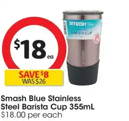 Coles Smash Blue Stainless Steel Barista Cup offer