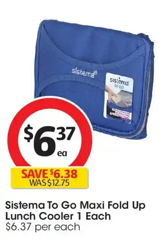 Coles Sistema To Go Maxi Fold Up Lunch Cooler offer