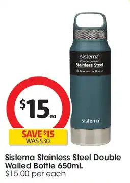 Coles Sistema Stainless Steel Doubled Walled Bottle offer