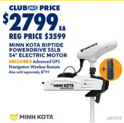 BCF Minn kota riptide powerdrive 55lb 54" electric motor offer