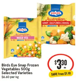 IGA Birds Eye Snap Frozen Vegetables Selected Varieties offer