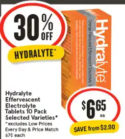 IGA Hydralyte Effervescent Electrolyte Tablets Selected Varieties offer