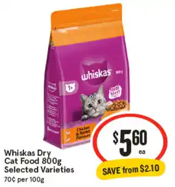 IGA Whiskas Dry Cat Food Selected Varieties offer