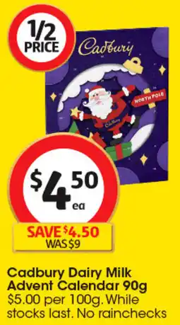 Coles Cadbury Dairy Milk Advent Calendar offer