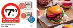 Coles Coles Classic Burgers offer