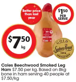 Coles Coles Beechwood Smoked Leg Ham offer