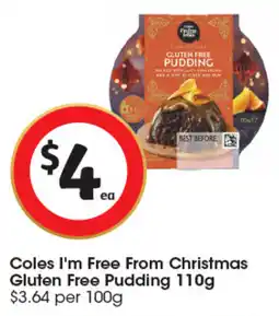Coles Coles I'm Free From Christmas Gluten Free Pudding offer