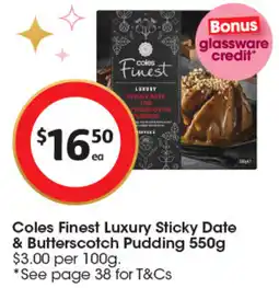 Coles Coles Finest Luxury Sticky Date & Butterscotch Pudding offer