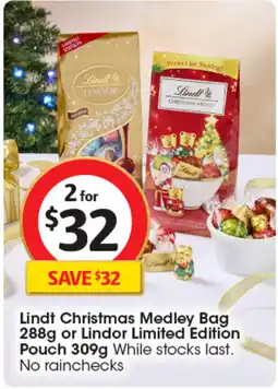 Coles Lindt Christmas Medley Bag or Lindor Limited Edition Pouch offer