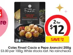 Coles Coles Finest Cacio e Pepe Arancini offer
