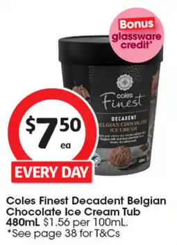 Coles Coles Finest Decadent Belgian Chocolate Ice Cream Tub offer