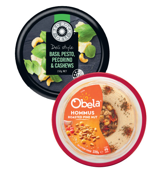 Obela garnished dip or red rock deli dip 150g220g offer at Coles