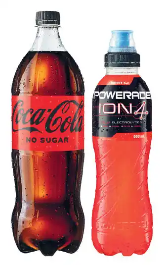 Coles Coca-cola soft drink 1.25 litre or powerade sports drink 600ml offer