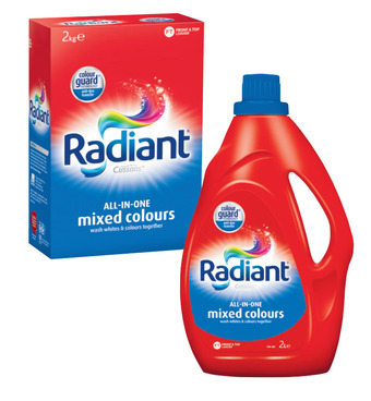 Coles Radiant laundry liquid 1.8 litre-2 litre or powder 2kg offer