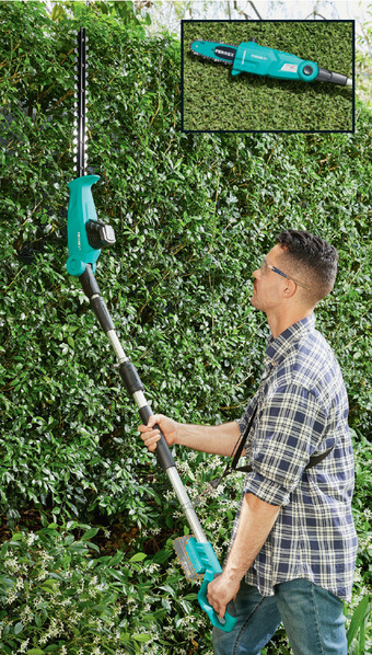 ALDI 20v cordless 2-in-1 pole pruner and hedger skin offer