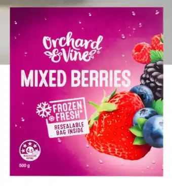 ALDI Orchard & vine mixed berries 500g offer