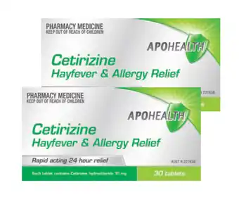 Apo health cetirizine hayfever & allergy relief 30 tablets