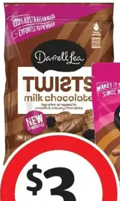 Coles Darrell Lea Twists Milk Chocolate Liquorice offer