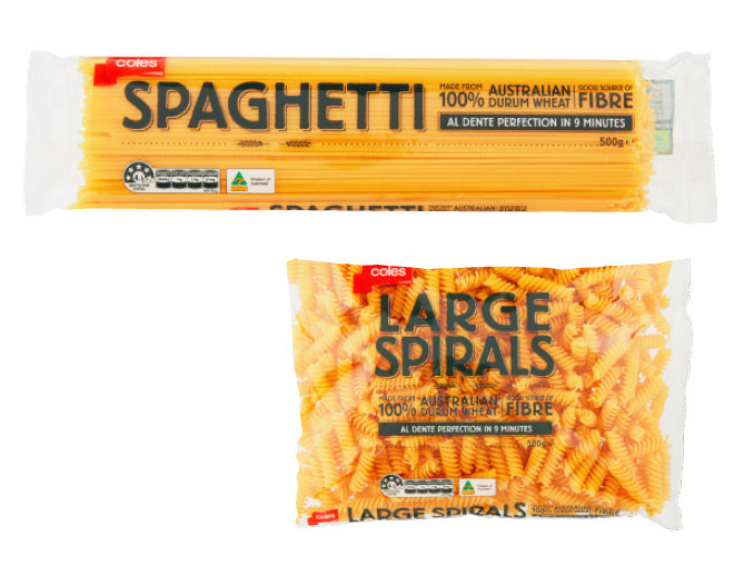 Coles durum wheat pasta 500g offer at Coles