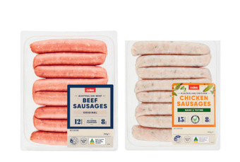 Coles Coles the original beef sausage or chicken, sage & thyme sausages 550g offer