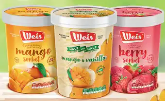 Coles Weis half & half ice cream or sorbet 1 litre offer
