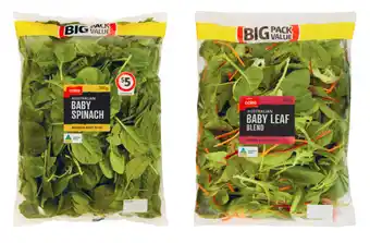 Coles Coles australian baby spinach, baby leaf blend or kale & baby spinach 280-300g pack offer