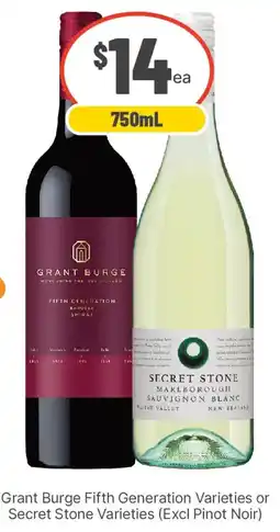 IGA Liquor Grant Burge Fifth Generation Varieties or Secret Stone Varieties (Excl Pinot Noir) offer