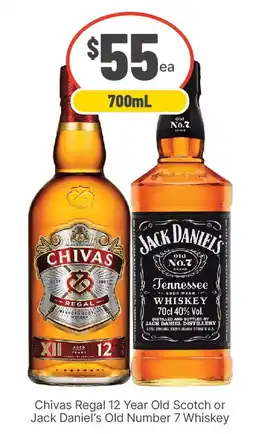IGA Liquor Chivas Regal 12 Year Old Scotch or Jack Daniel's Old Number 7 Whiskey offer