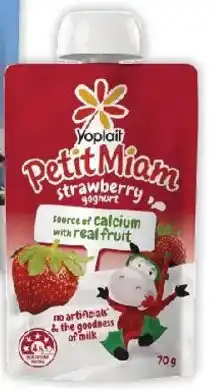 Coles Yoplait Petit Miam Squeezie Strawberry Yoghurt Pouch offer