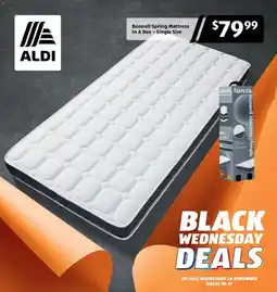 ALDI Bonnell Spring Mattress In A Box - Single Size offer