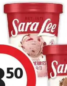 Coles Sara Lee Strawberries & Cream Ice Cream Tub offer