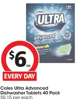 Coles Coles Ultra Advanced Dishwasher Tablets offer
