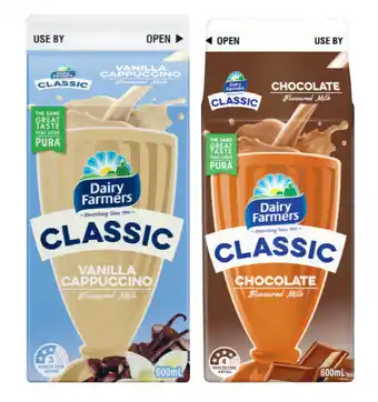 Coles Farmers union or dairy farmers classic flavoured milk 600ml offer