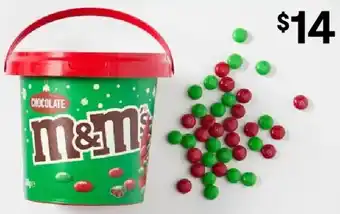 Kmart M&M's Red and Green Milk Chocolate Christmas Bucket offer